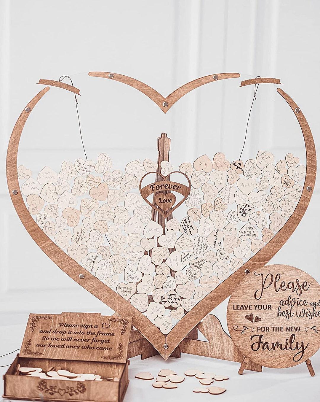 Heart-Shaped Wooden Guestbook – Memoro