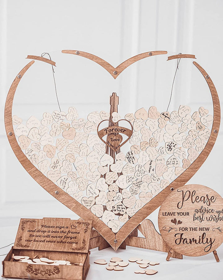 Heart-Shaped Wooden Guestbook – Memoro