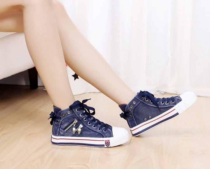 Trendy High-Top Denim Women's Sneakers – Selina
