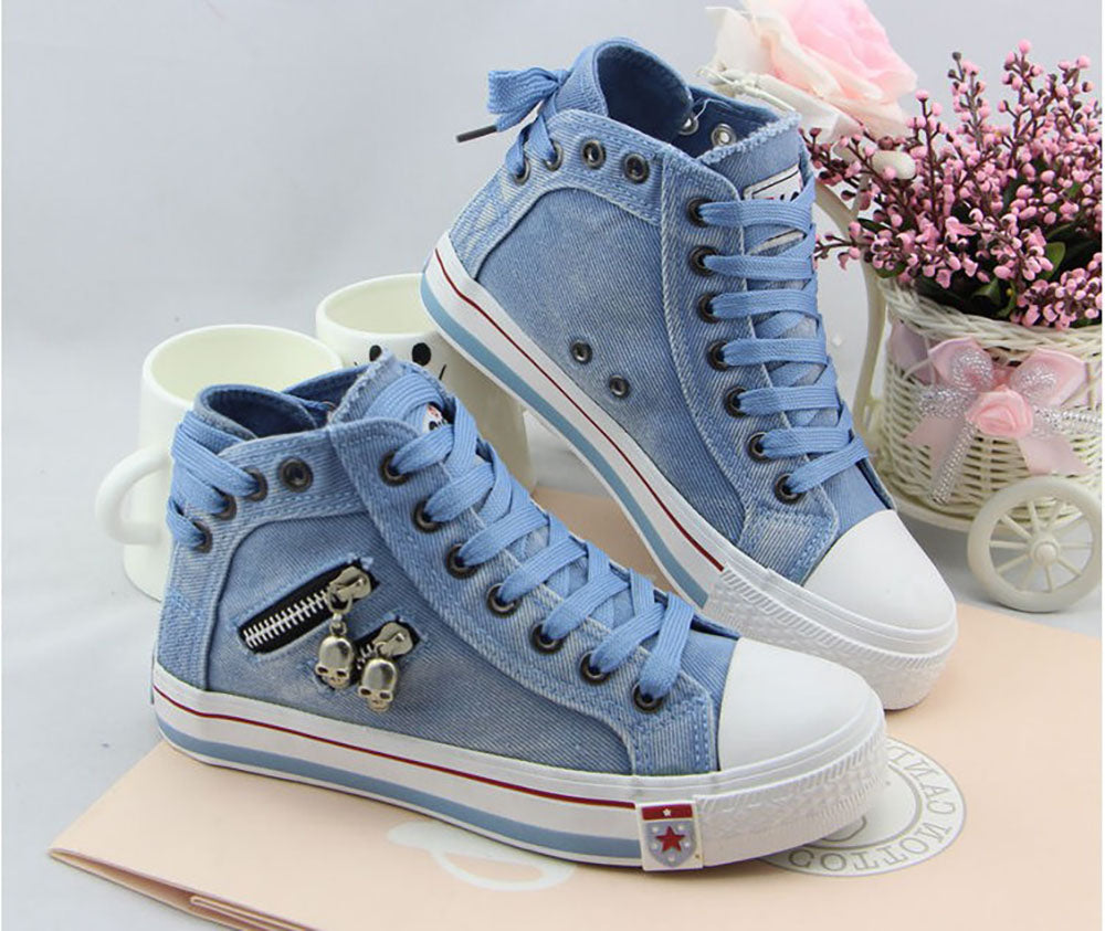 Trendy High-Top Denim Women's Sneakers – Selina