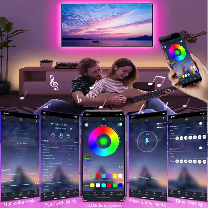 Pasek LED USB z zmianą koloru - oświetlenie RGB do dekoracji pokoju i podświetlenia telewizora