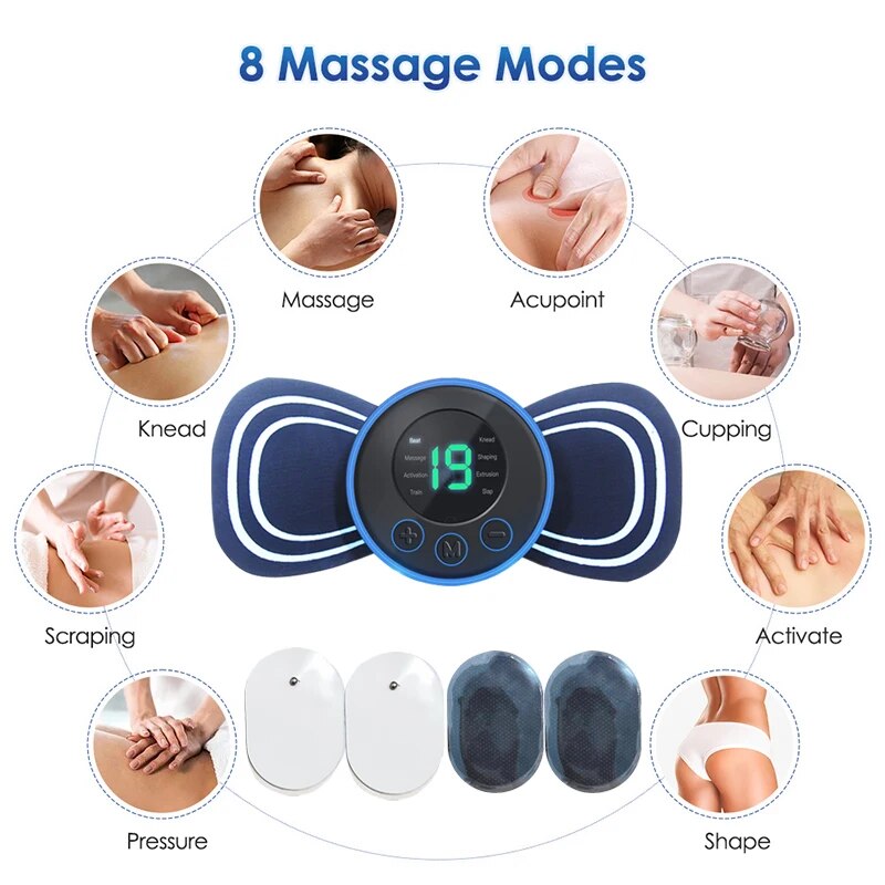 PORTABLE ELECTRIC MINI NECK MASSAGER WITH PAD & REMOTE CONTROL | INTELLIGENT MASSAGE DEVICE