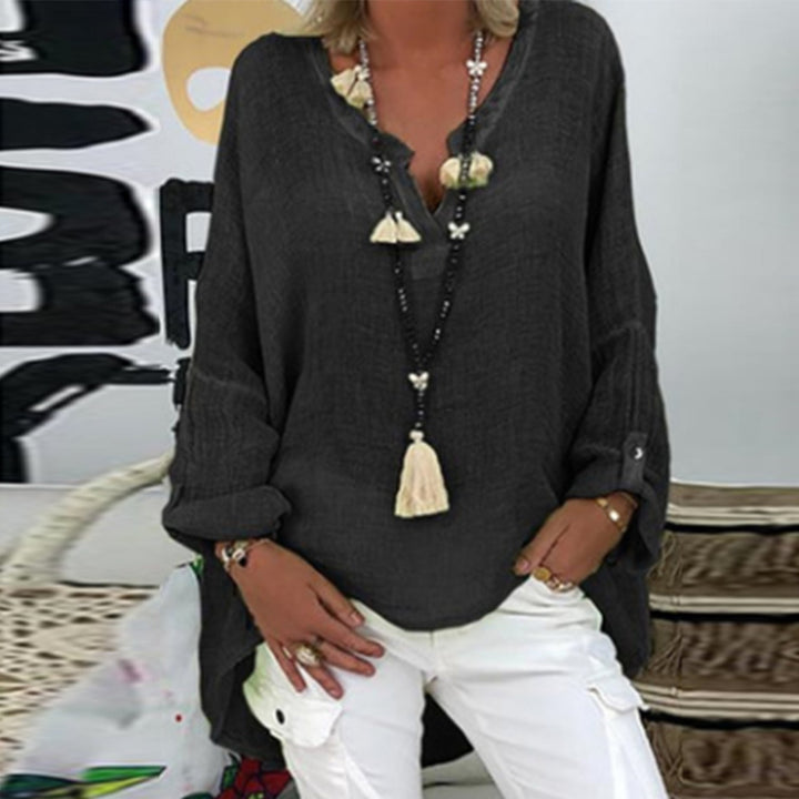 Stylish Linen Women's Blouse - Elodie