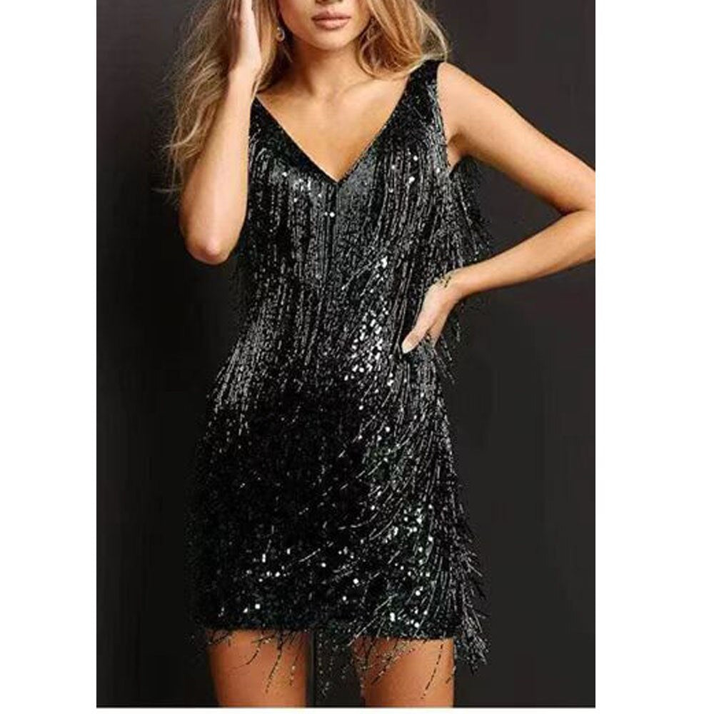 Sparkling Sequin Dress with Tassels – Celina
