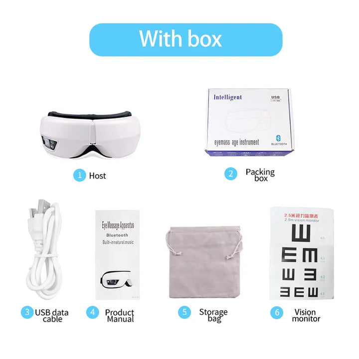 EYE MASSAGE DEVICE - AIR PRESSURE, VIBRATION & WARM COMPRESS WITH BLUETOOTH MUSIC