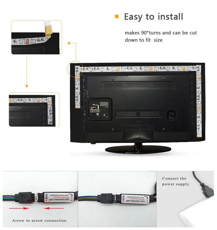 Pasek LED USB z zmianą koloru - oświetlenie RGB do dekoracji pokoju i podświetlenia telewizora