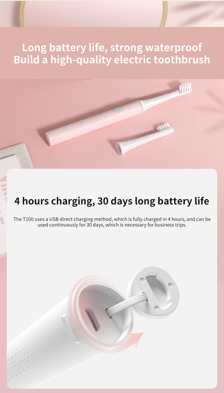 SONIC ELECTRIC TOOTHBRUSH - WATERPROOF AND USB RECHARGEABLE