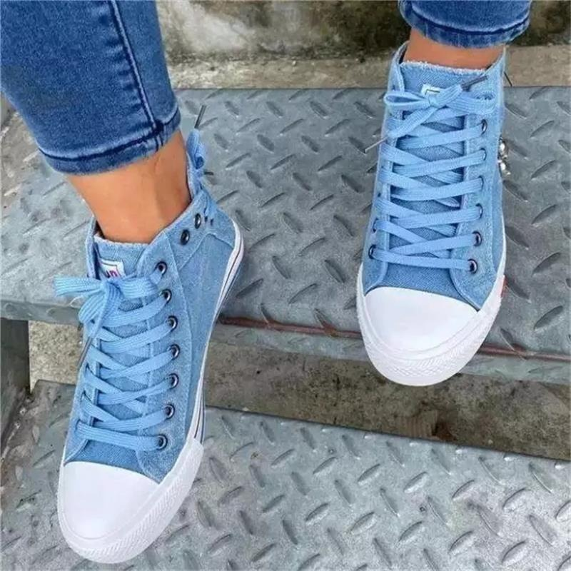 Trendy High-Top Denim Women's Sneakers – Selina