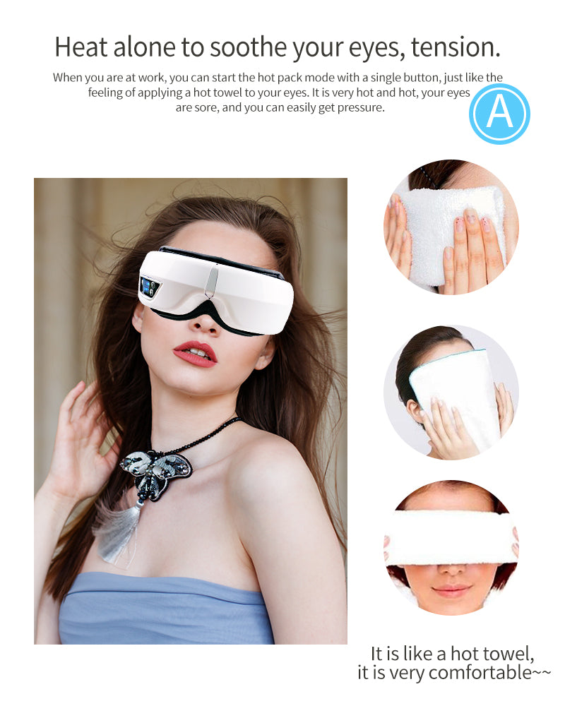 EYE MASSAGE DEVICE - AIR PRESSURE, VIBRATION & WARM COMPRESS WITH BLUETOOTH MUSIC