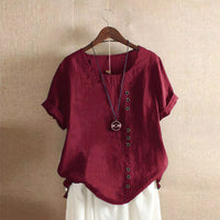 Effen T-Shirt met Korte Mouwen en Ronde Hals – Samantha