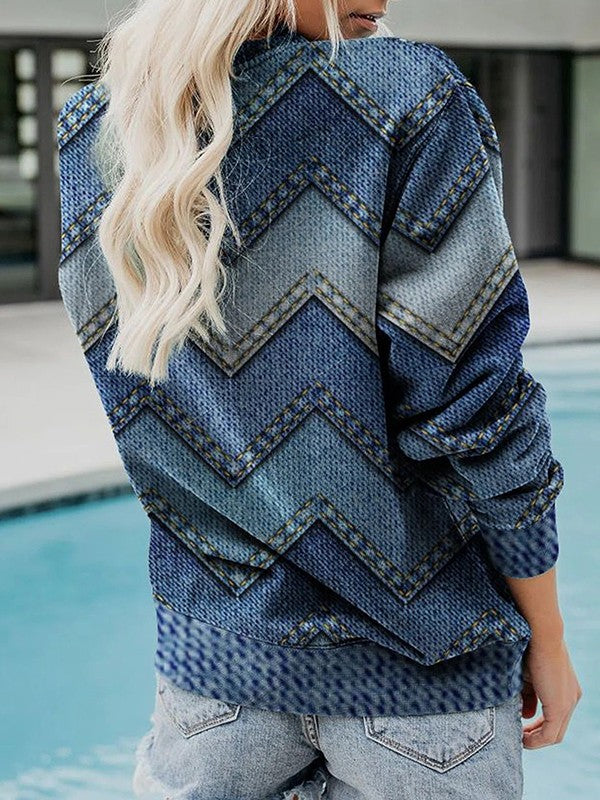 Moderne Geometrische Trui met Ronde Hals - Adelisse