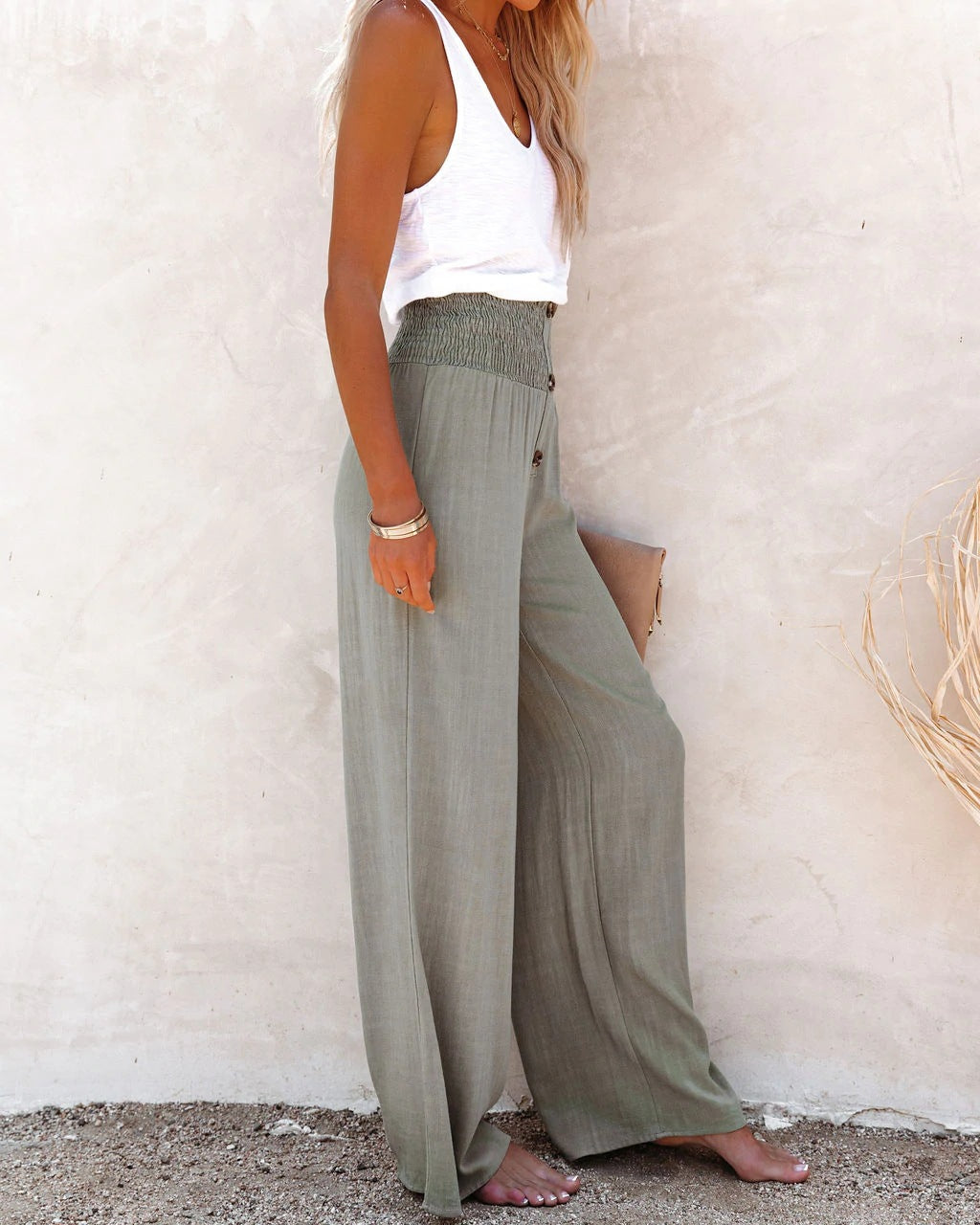 Linnen Damesbroek met Hoge Taille  – Sylvie