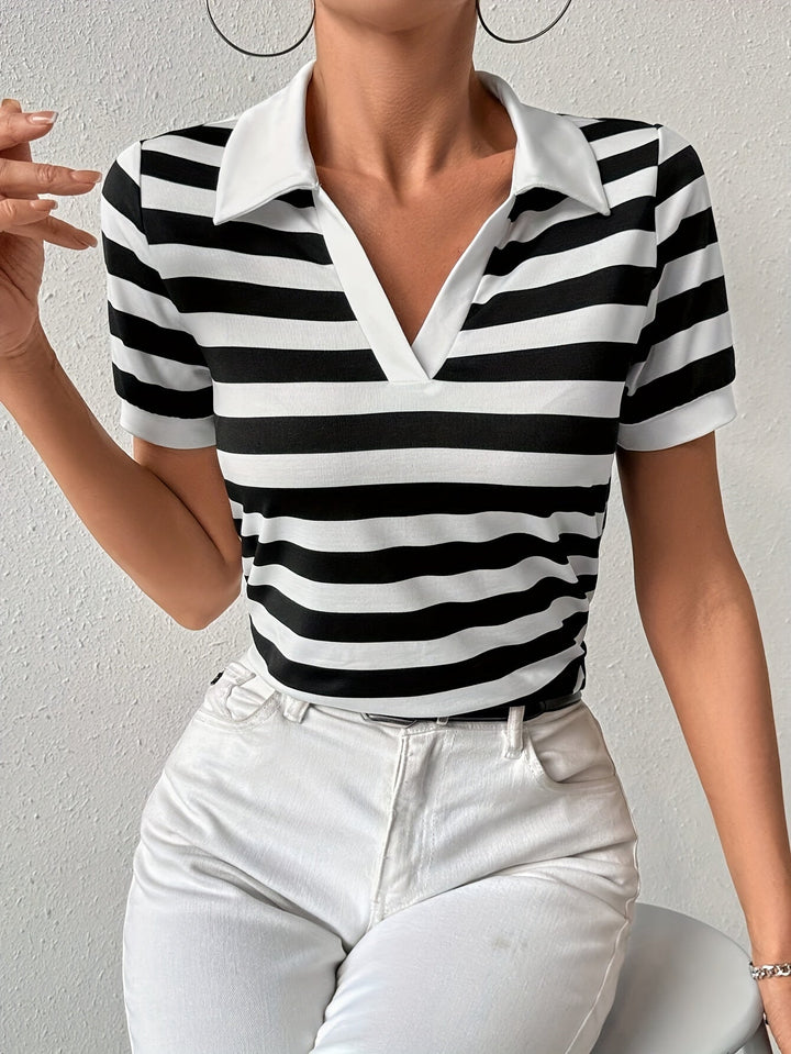 Stijlvol Gestreept Korte Mouwen T-shirt voor Dames - Julia