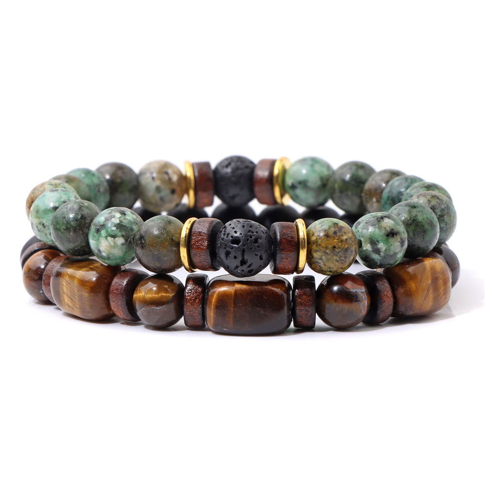 African Turquoise & Tiger's Eye Bracelet - Naya