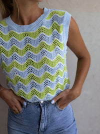 Trendy summer top in knitted look - StrickGlow