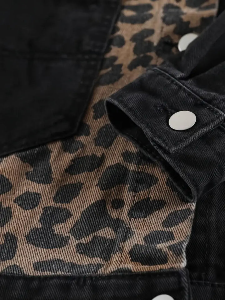 Wildly Chic Leopard Print Denim Jacket - Leona