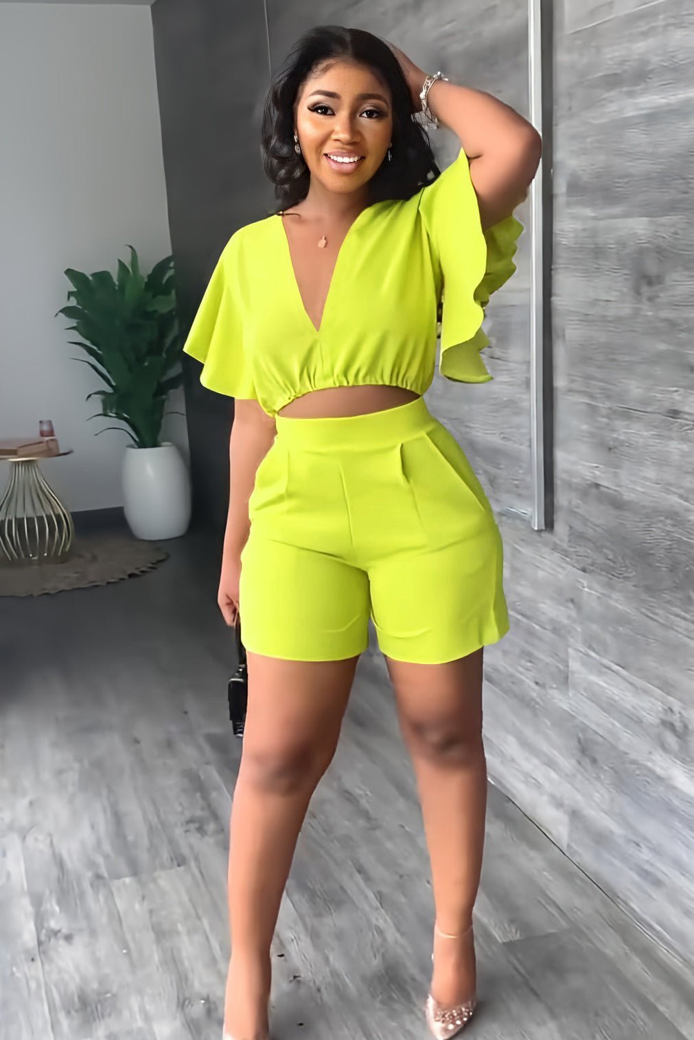 Trendy summer set with pleated design - Marlene
