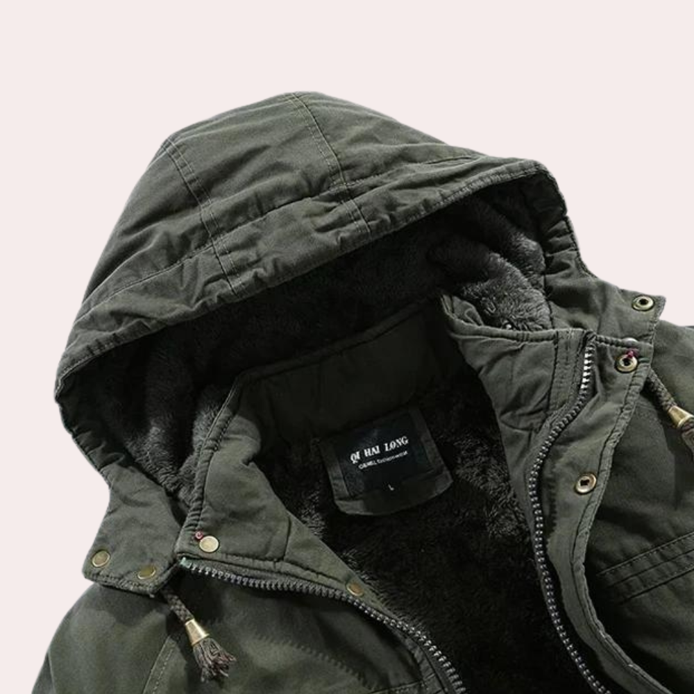 Lined Men's Winter Jacket with Warm Hood - Logan