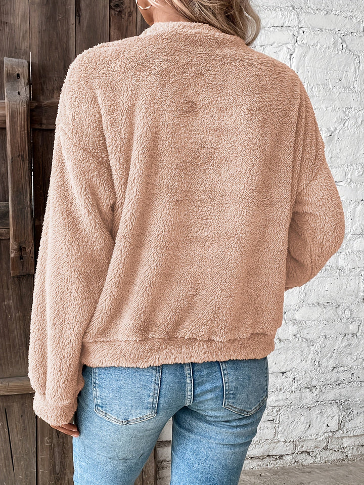 Comfortable Teddy Pullover Sweatshirt - Livia