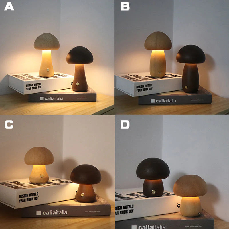 Drewniana lampka nocna LED w kształcie grzyba - GlowShroom