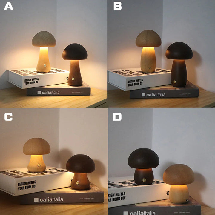 Drewniana lampka nocna LED w kształcie grzyba - GlowShroom