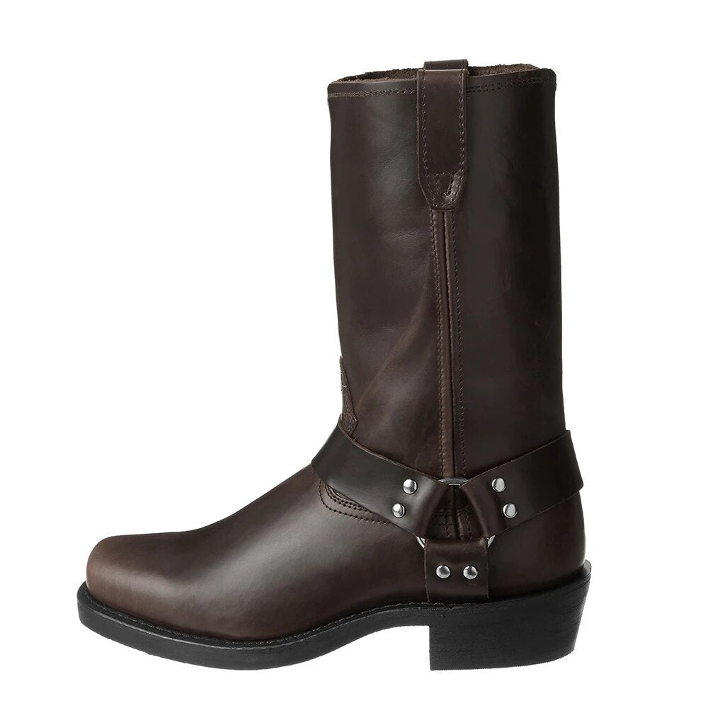 Stylish Leather Men's Cowboy Boots - Darius
