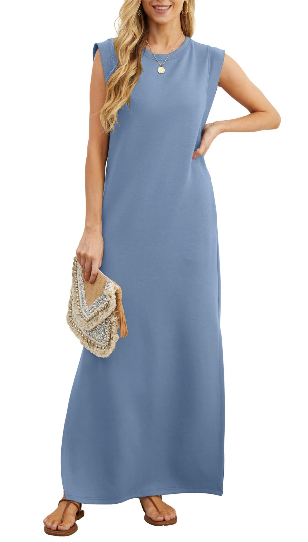 Airy maxi dress with pockets for women – Romy