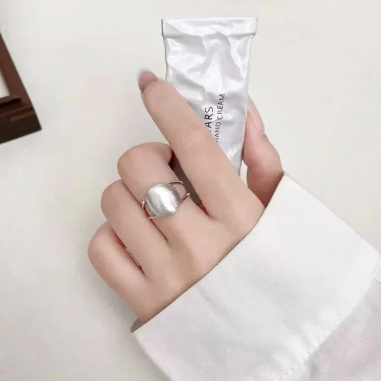 Brushed Silver Half Dome Ring - Lucienne