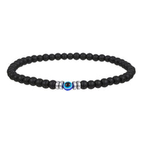 Men's 4mm Natural Stone Evil Eye Bead Bracelet - Thor