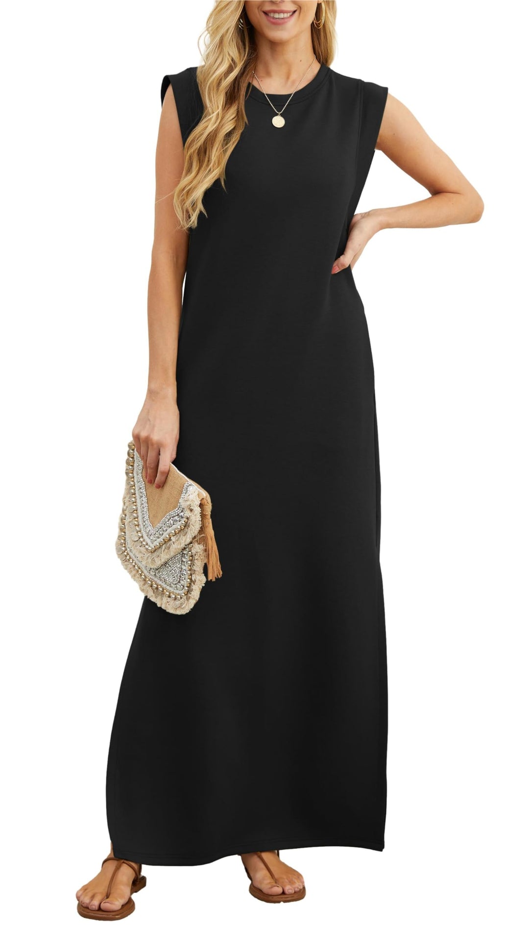 Airy maxi dress with pockets for women – Romy