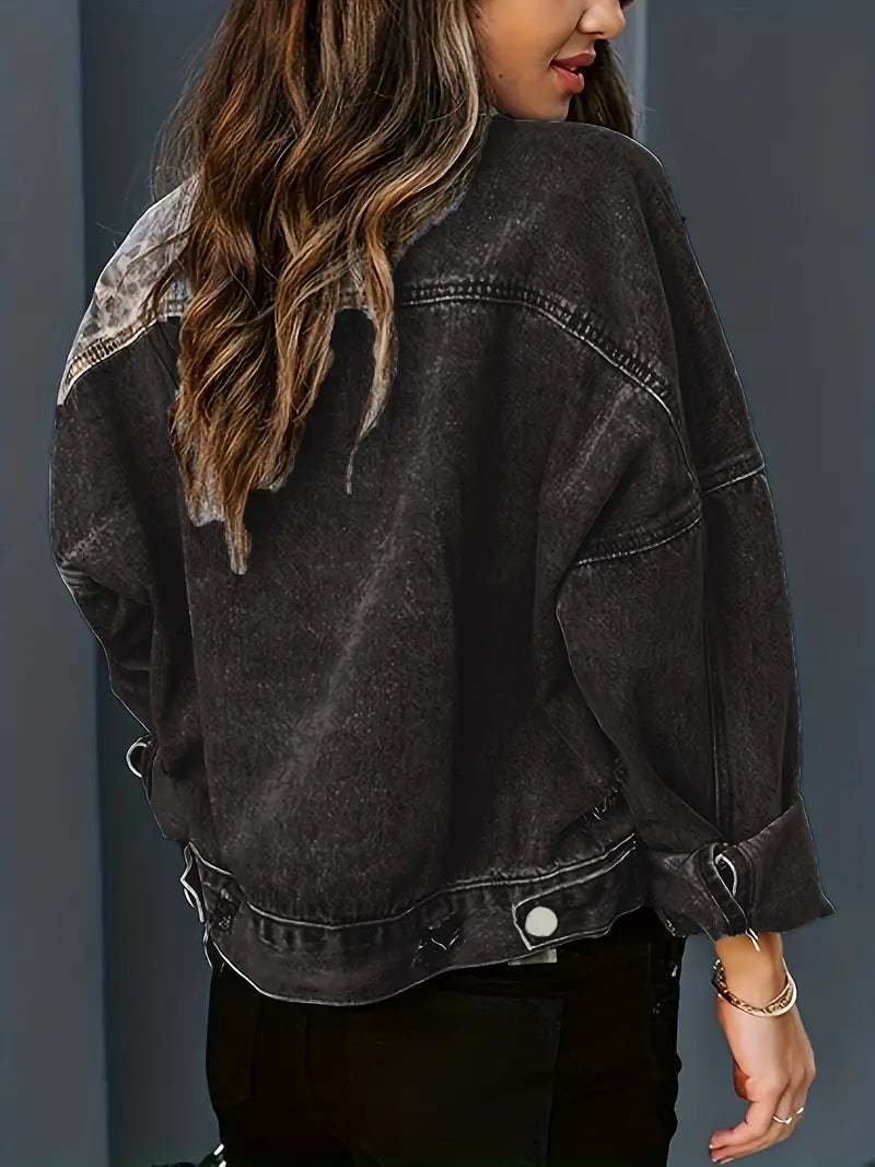 Wildly Chic Leopard Print Denim Jacket - Leona