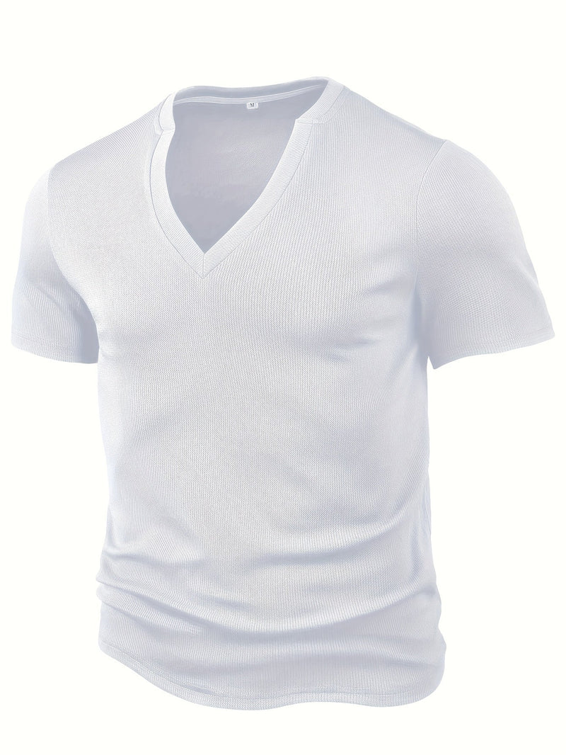 Heren T-shirt met Diepe V-hals en Textuur – Rafael
