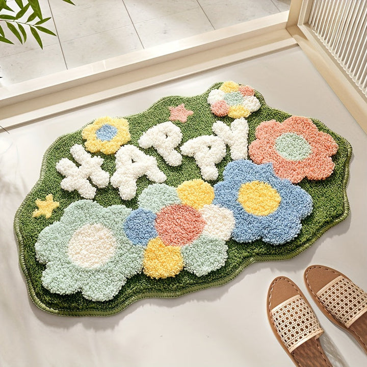 Luxe Badmat met Bloemenmotief, Extra Zacht en Absorberend - Florina