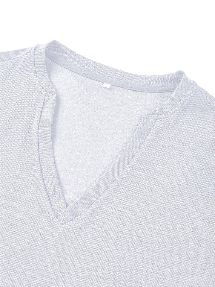 Heren T-shirt met Diepe V-hals en Textuur – Rafael