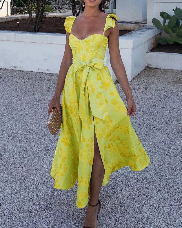 Summer Dress with Butterfly Sleeves and Print - Lina
