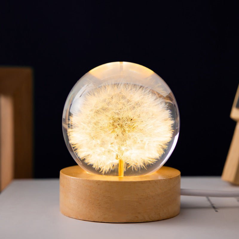 Kristallen Bol Lamp met Eeuwige Bloemen – Lumora