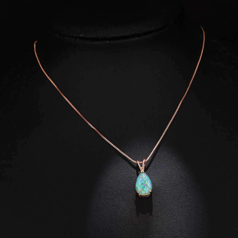 Minimalist Drop Opal Pendant Necklace - Selina
