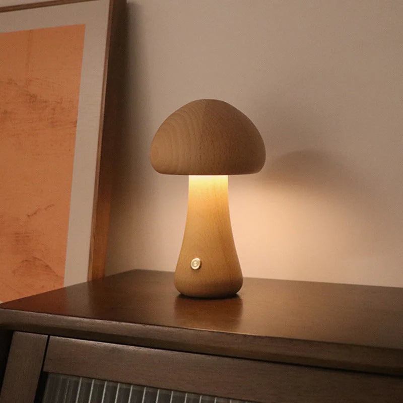 Drewniana lampka nocna LED w kształcie grzyba - GlowShroom