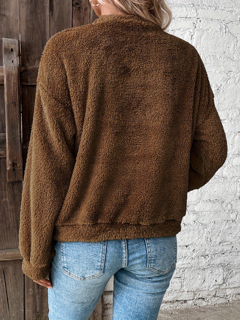 Comfortable Teddy Pullover Sweatshirt - Livia