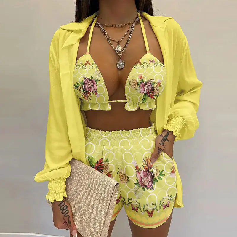 Stijlvolle 3-delige zomeroutfit voor strand en zwembad - TropenGlow
