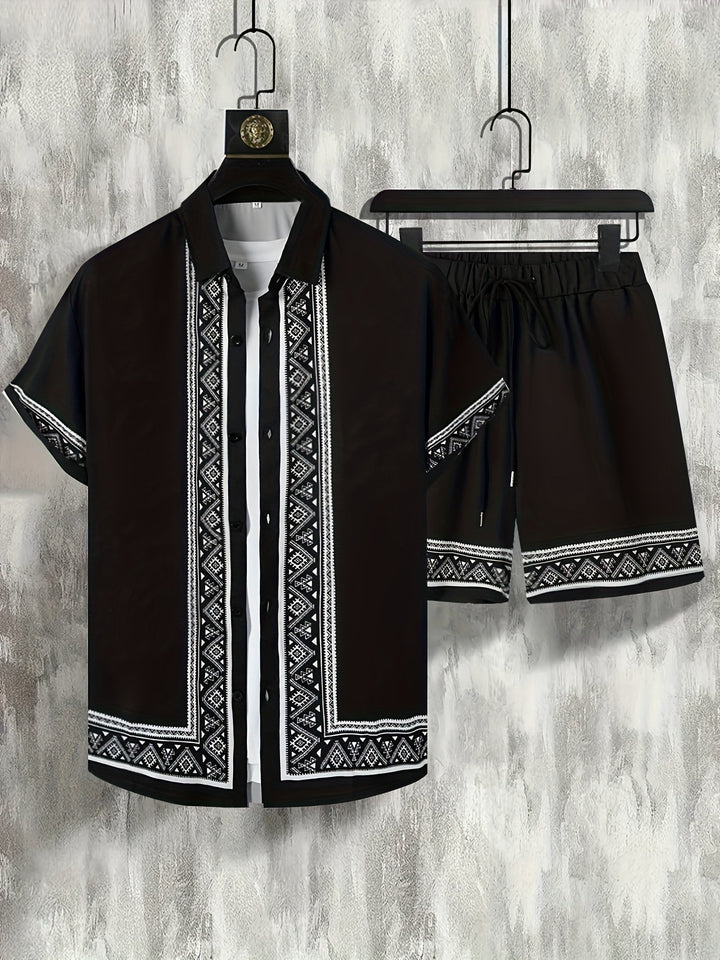 Tweedelige Boho Zomer Set Heren Shirt en Shorts Casual - Malik