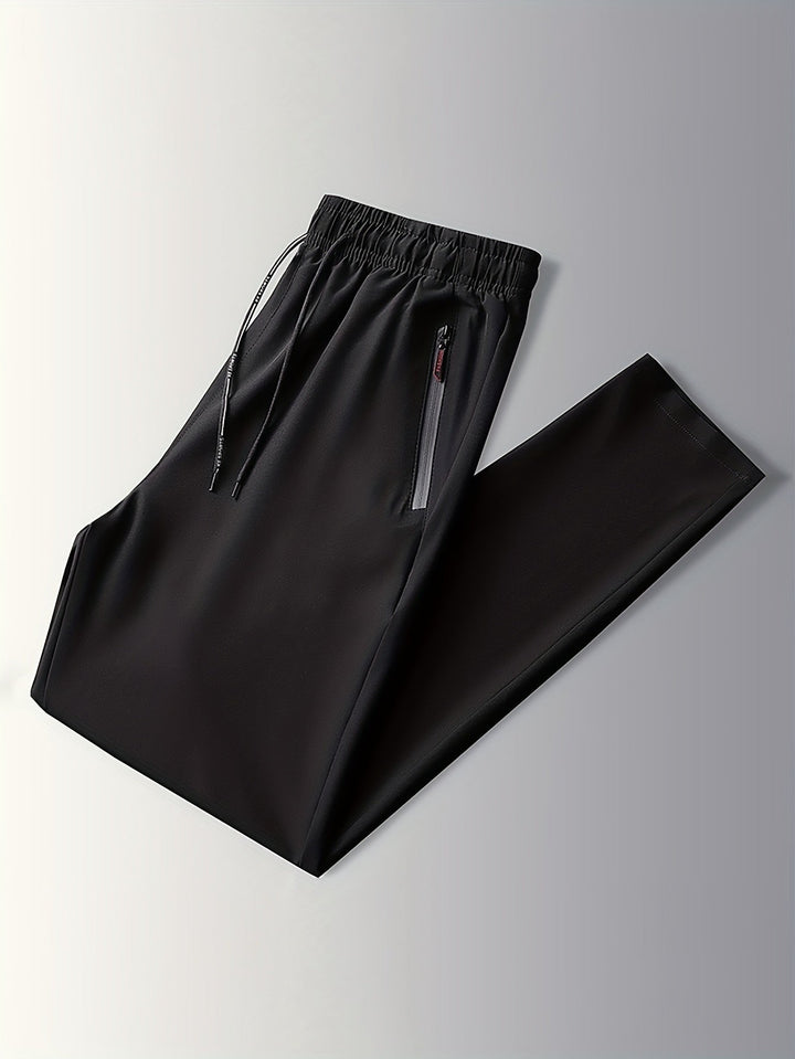 Solid Jogging Pants with Zipper Details - Milan