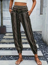 Boho Hoge Taille Damesbroek met Print & Geraffineerde Taille – Linara