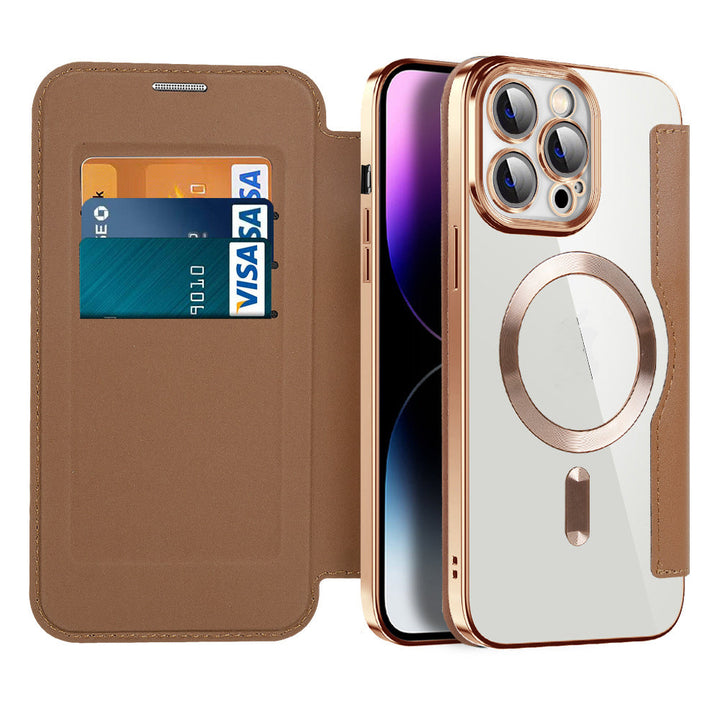 Funda abatible de cuero con adsorción magnética y protección RFID – Valtrix (1+1 GRATIS)