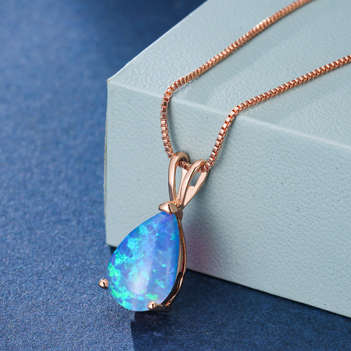 Minimalist Drop Opal Pendant Necklace - Selina