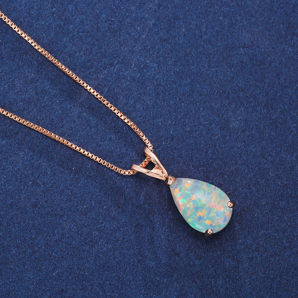 Minimalist Drop Opal Pendant Necklace - Selina