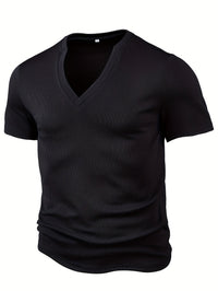 Heren T-shirt met Diepe V-hals en Textuur – Rafael