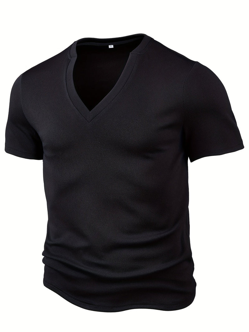 Heren T-shirt met Diepe V-hals en Textuur – Rafael