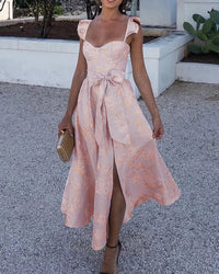 Summer Dress with Butterfly Sleeves and Print - Lina