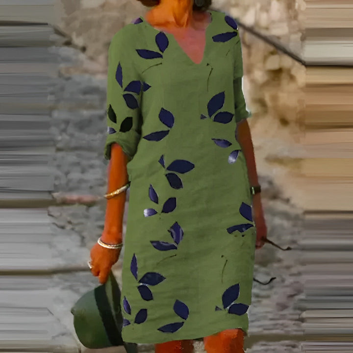 Trendy Summer Dress with Leaf Print – Liora